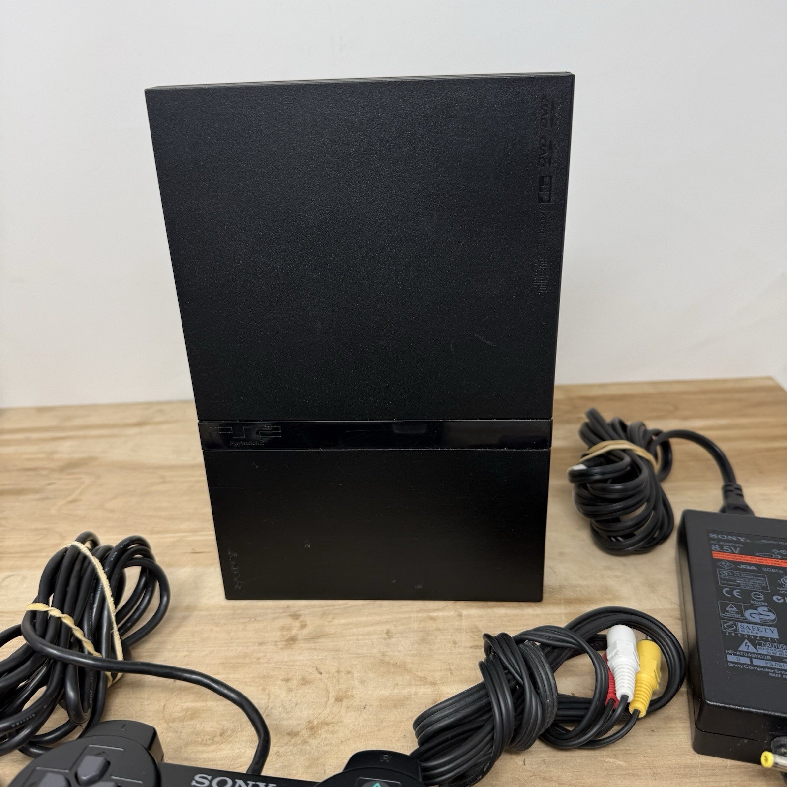 PS2 Slim SCPH-77001 Console W/ Power + AV Cables & Controller Tested Working
