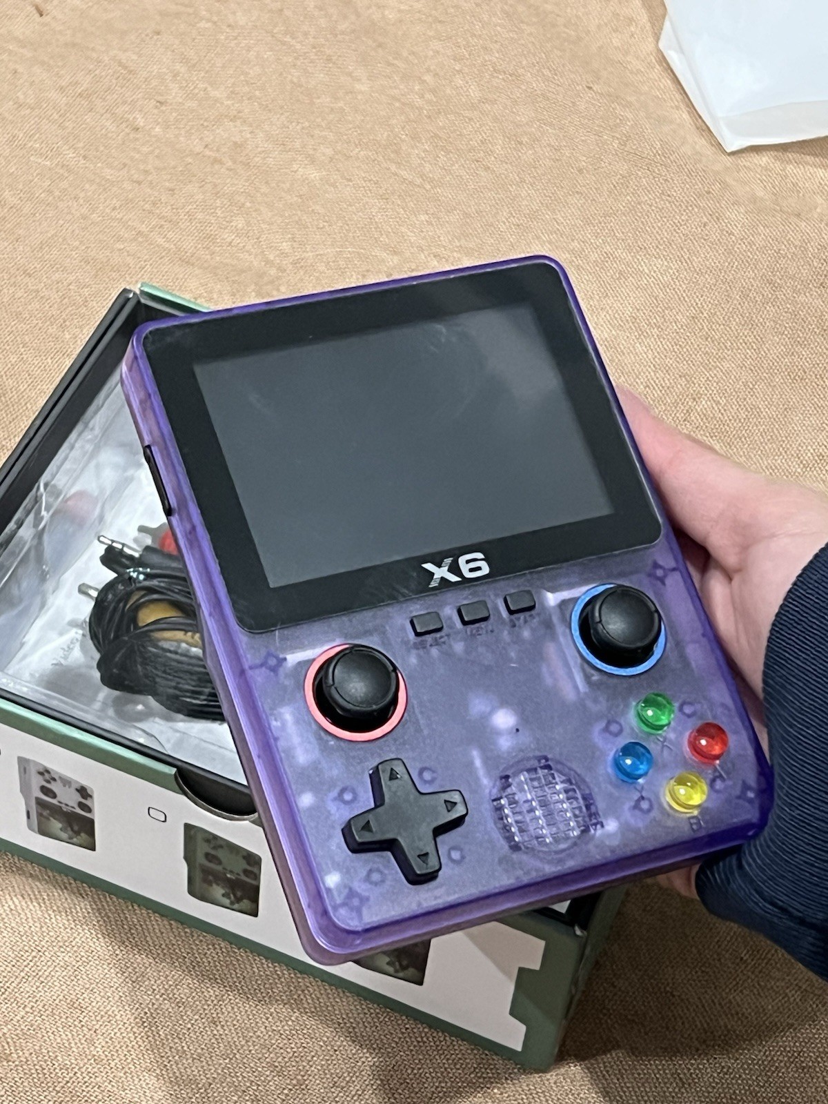 X6 Handheld Game Console 3.5″ Screen, Dual Joystick, 640-480 Resolution, Purple