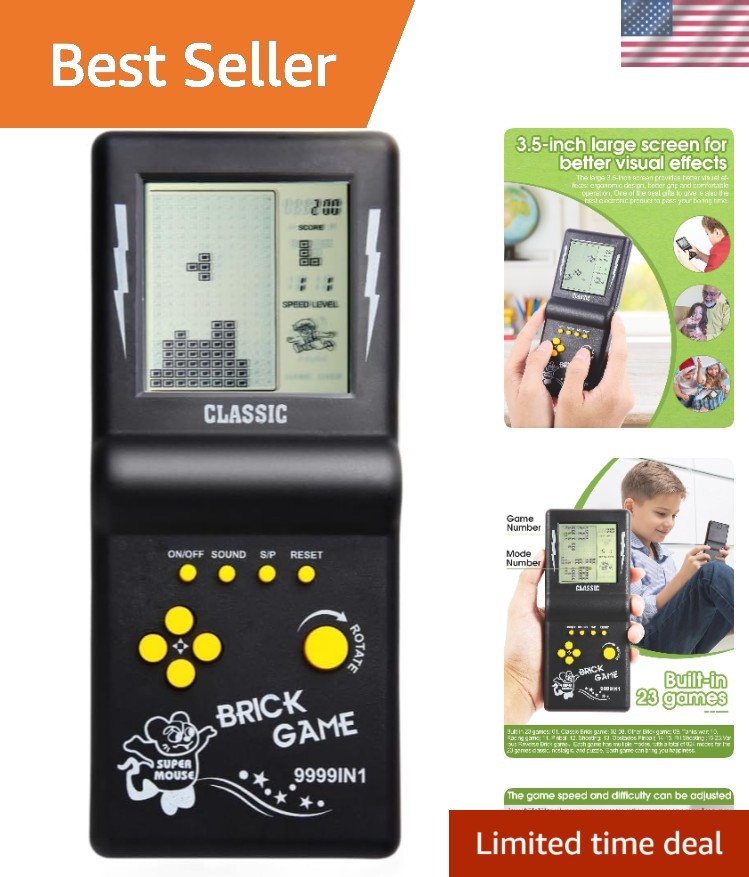 Ergonomic 3.5-Inch Retro Gaming Console with 23 Classic Games & Adjustable Speed