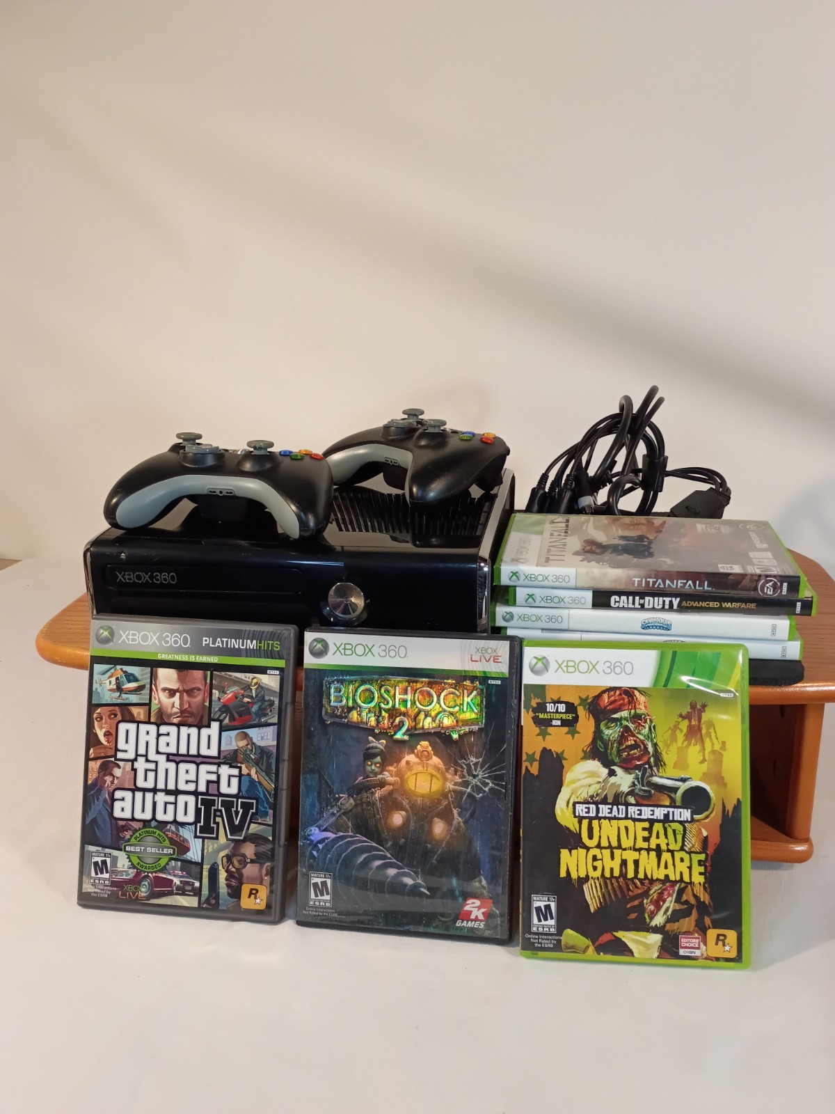 🔥Xbox 360 S Slim 1439 Bundle 7 Games 2 Controllers Fully Tested Works Great
