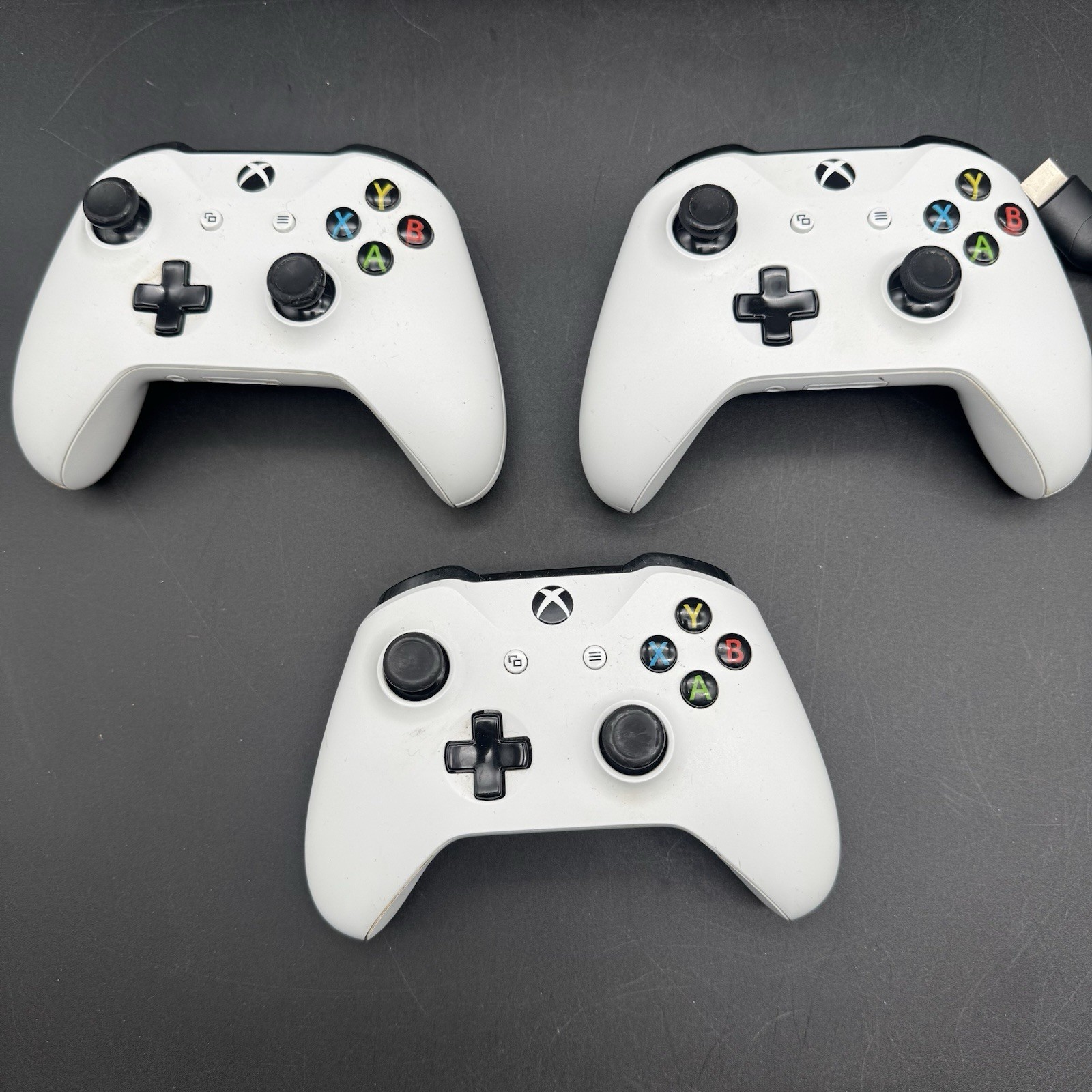 White Xbox One S Bundle W/ 3 Controllers 11 Games & Cords Tested And Working