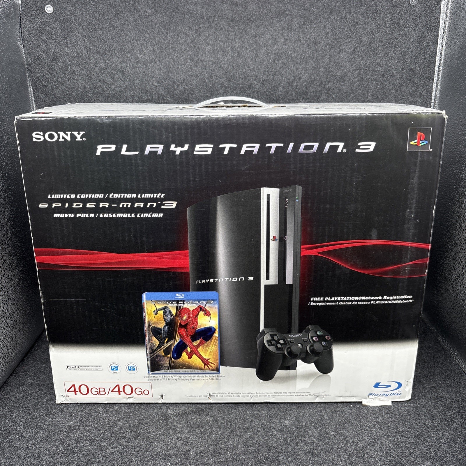 PlayStation 3 Spider-Man 3 Edition 40GB Piano Black Console – CIB Good Condition
