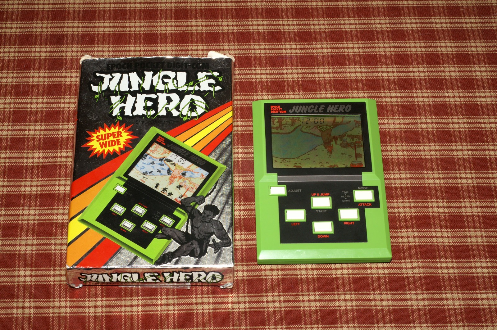 Vintage 1983 JUNGLE HERO Epoch Handheld LCD Video Game TESTED Clean with Box