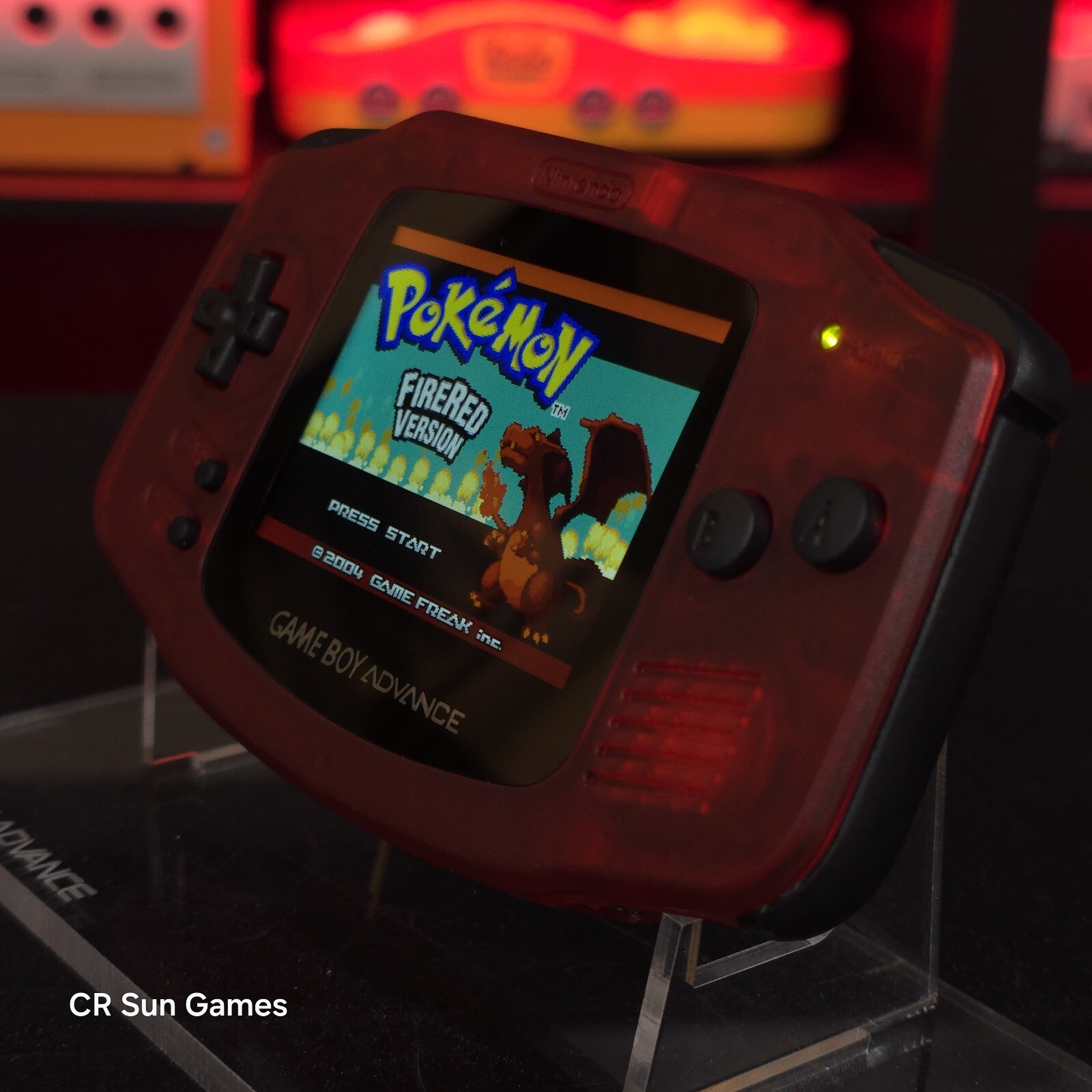 Clear Red Game Boy Advance GBA Console with iPS V5 Backlight Backlit LCD MOD