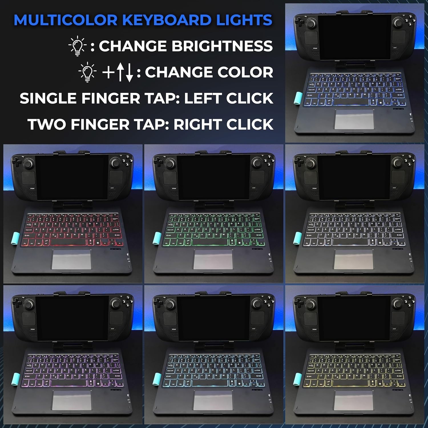 High-Performance Bluetooth Trackpad Keyboard with RGB for Steam Deck Gaming