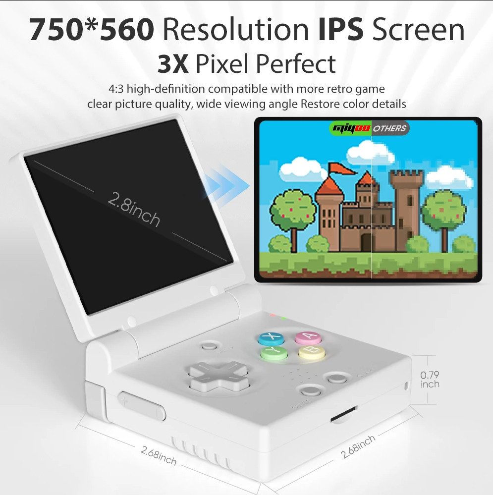 Miyoo Mini Flip Grey 64GB 2.8” IPS Retro Handheld Console WiFi Netplay + Case