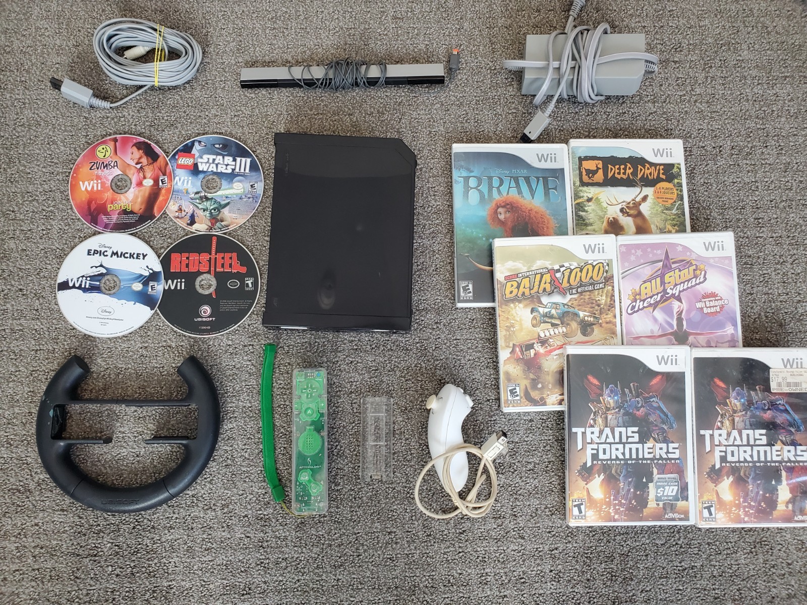 White Nintendo Wii Console System Bundle w/ 10 Games Nunchuck TESTED! Brave