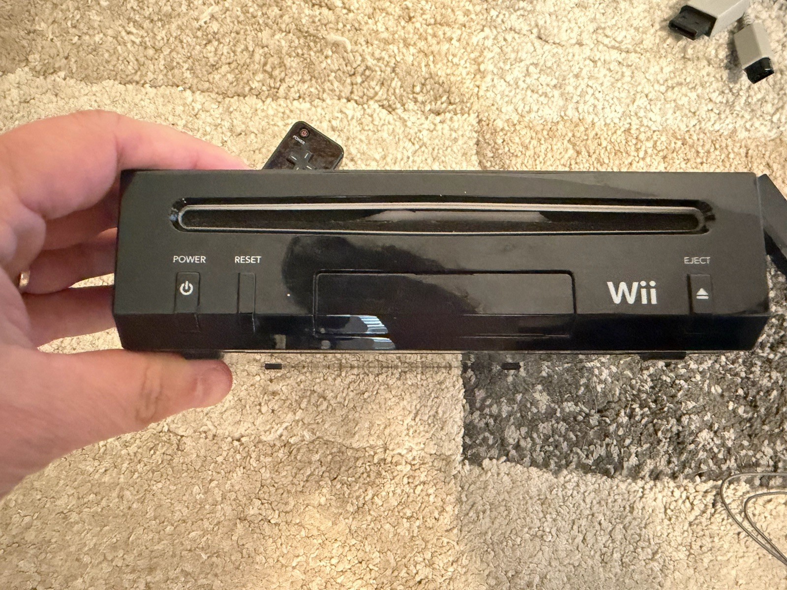 Nintendo Wii Family Edition 512MB -RVL-101 Black With Travel Case Tested Working