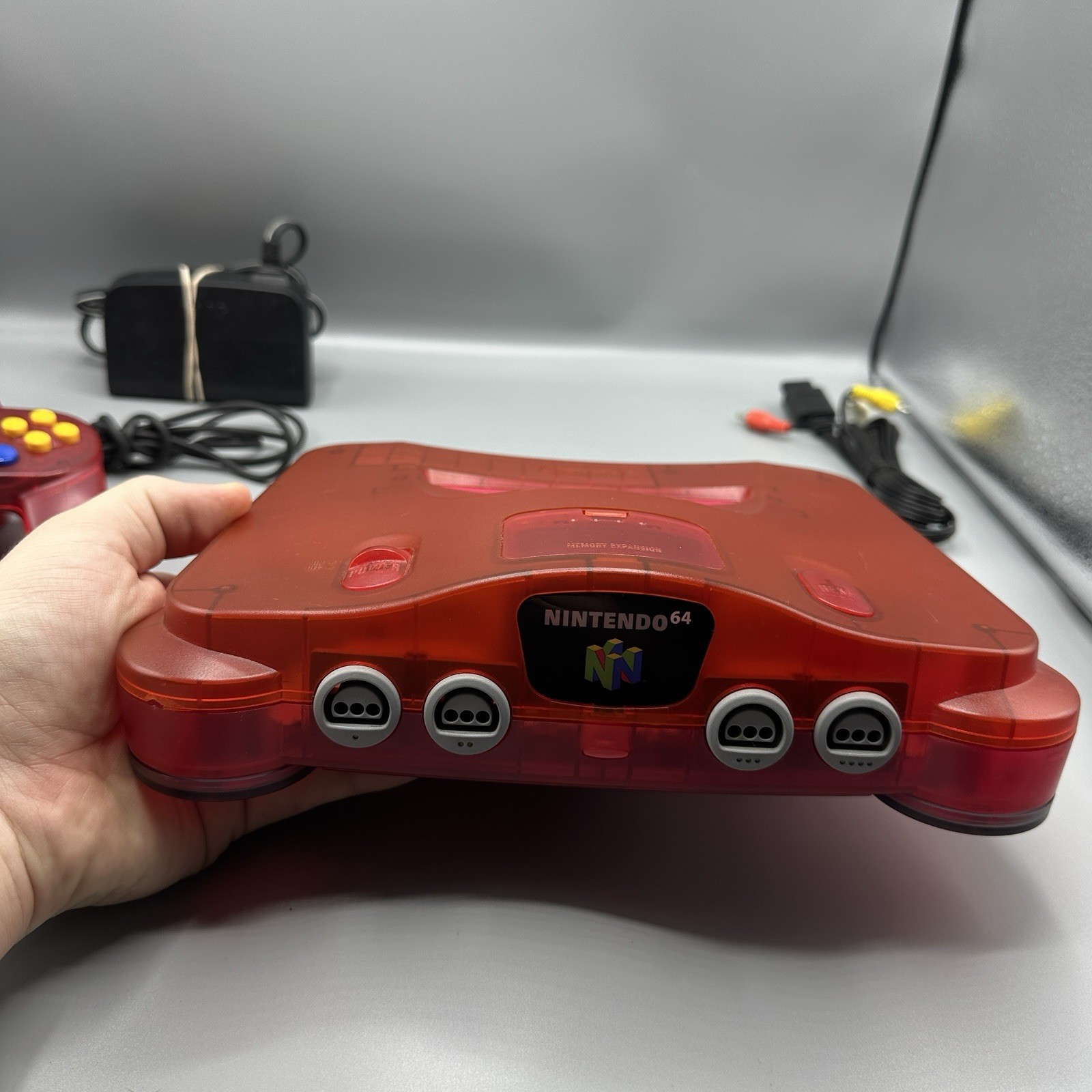 N64 Watermelon Red Funtastic Console Tested Working USA W CONTROLLER