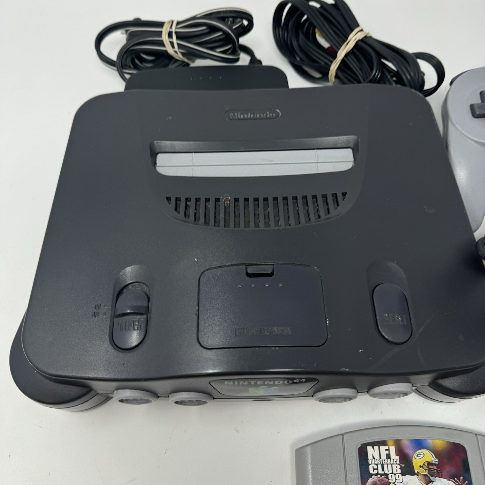 Nintendo 64 N64 Console 2OEM Gray Purple Controllers w/ Game Tested Working