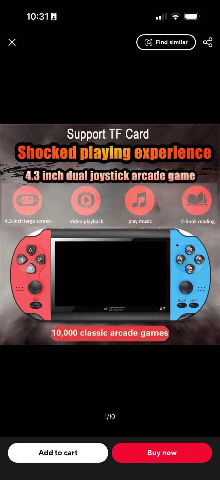 MP5 X7 4.3in Handheld Game Console Dual Joystick TV Out 8GB 480p
