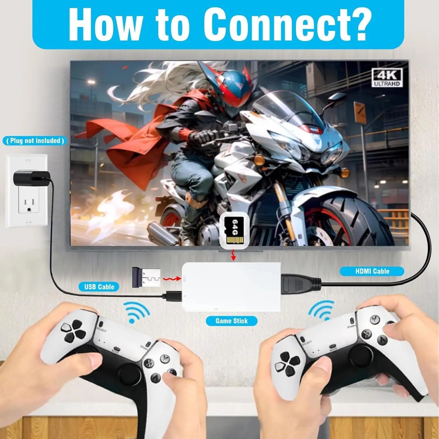 M15 Retro Game Console 4K HDMI 20000 Games 2 Wireless Controllers