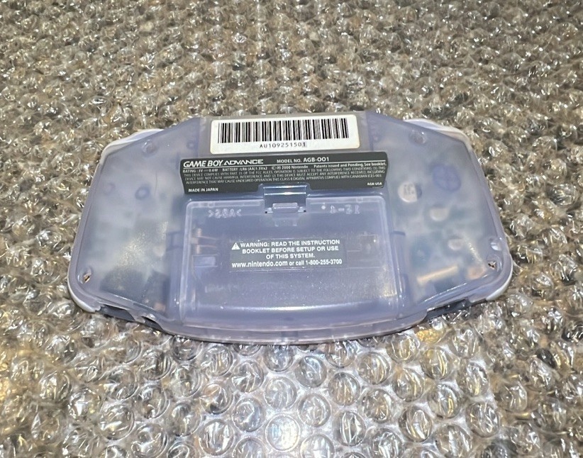 Nintendo Game Boy Advance Clear Glacier AGB-001 W/Link Cable, 6 Games Works