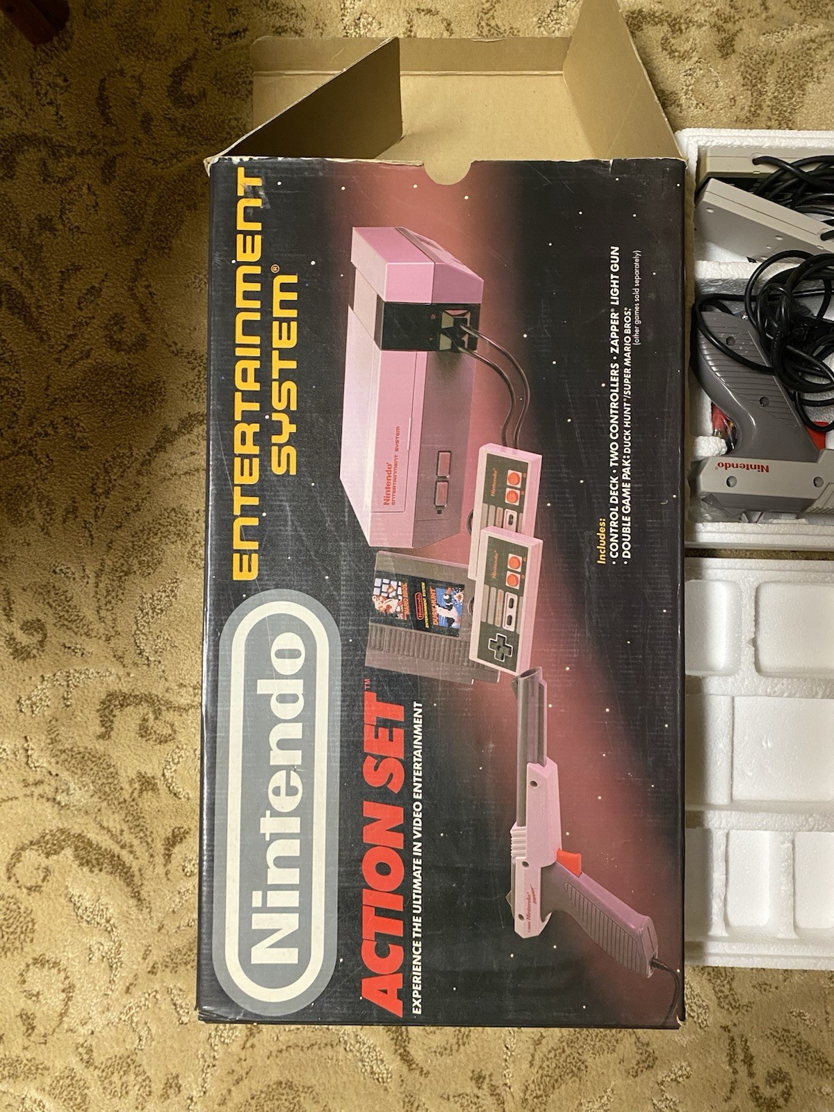 1988 NES Action Set in box system super mario nintendo With Video Game