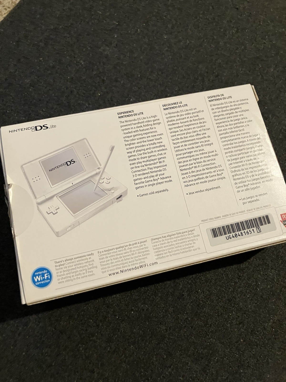 Nintendo DS Lite Polar White Handheld Console w/ Box Manuals Charger (USG-001)