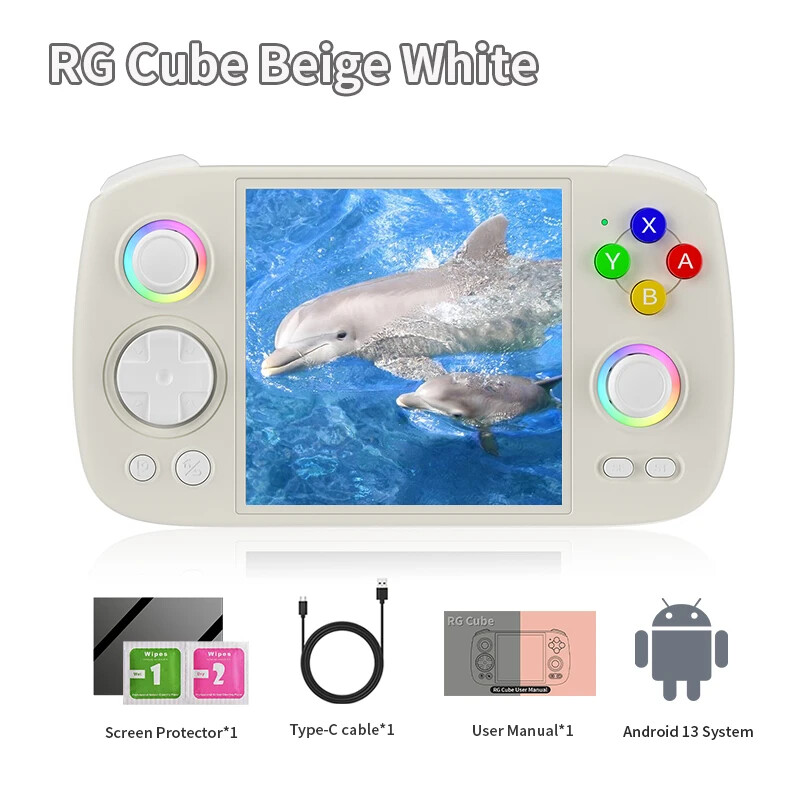 RG Cube Video Handheld Game Console Android13 T820 RGB Joystick 5200mAh
