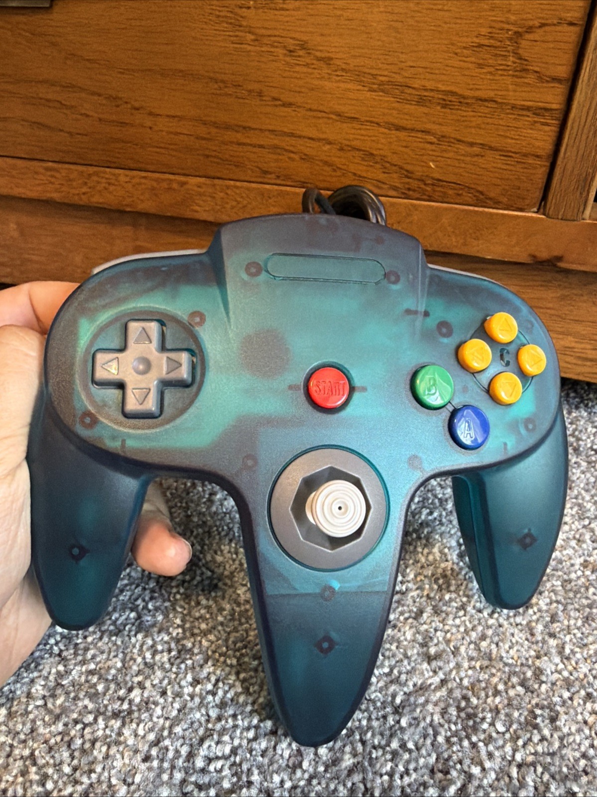 Nintendo 64 N64 Ice Blue Clear Console W/4 Controllers And Mario Tennis