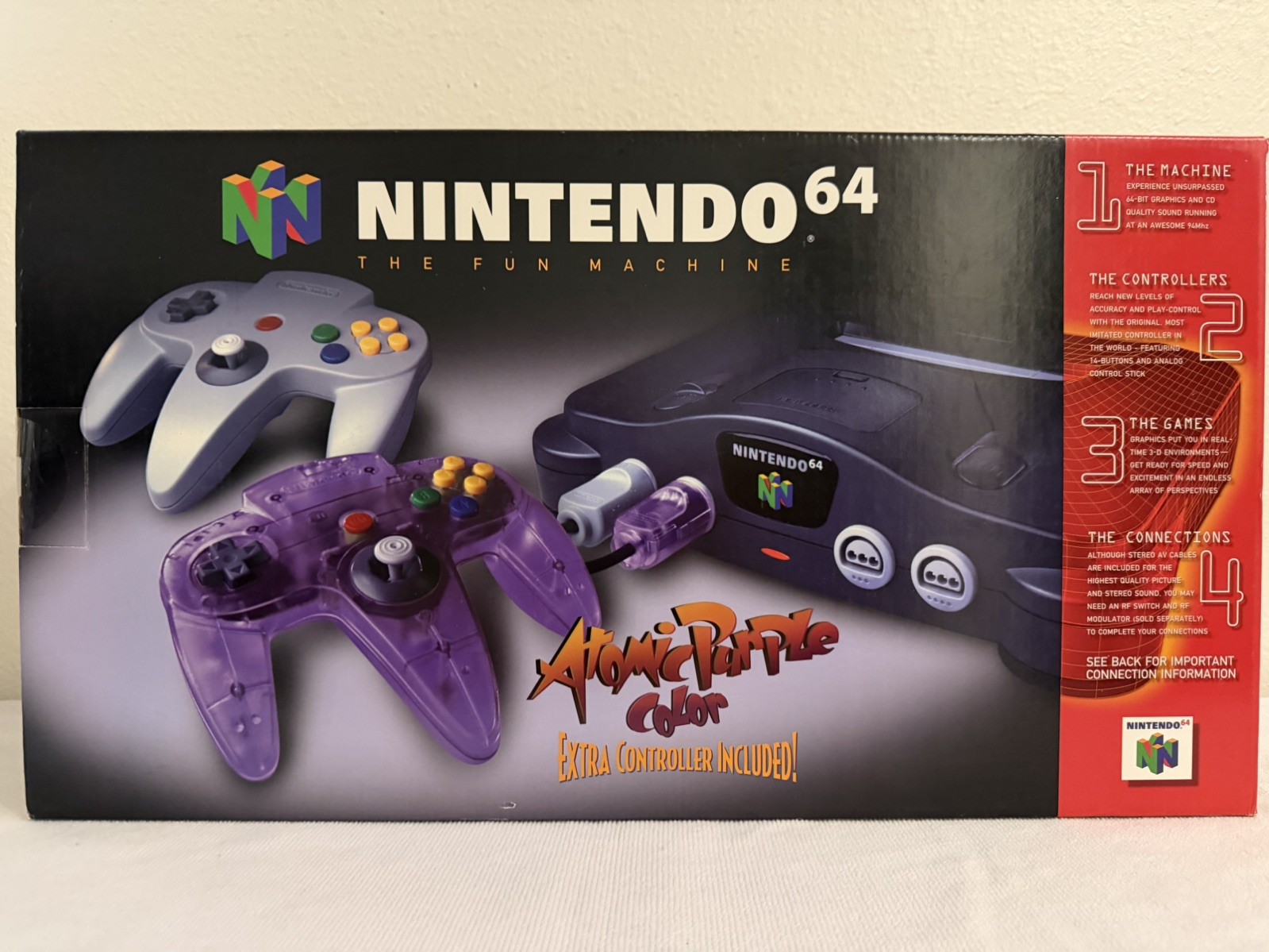 Nintendo 64 N64 Atomic Purple Vintage Video Game Console New, sealed collectable