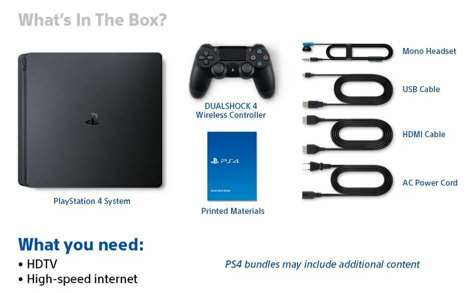 New Sony PlayStation 4 Slim 1TB or 2TB Black Gaming Console – PS4