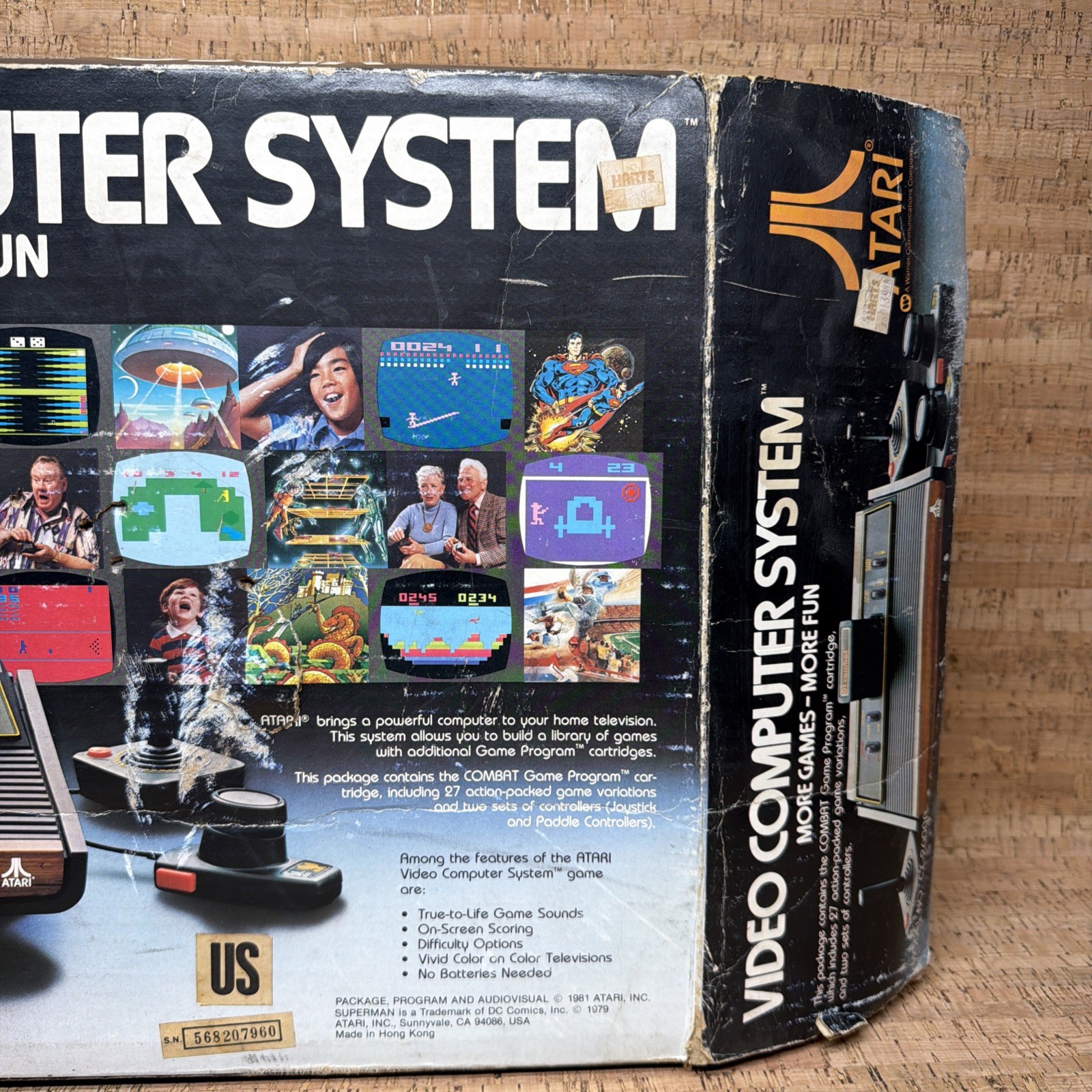 Atari 2600 Woody 4 Switch Console With Box Joysticks & Paddles Working