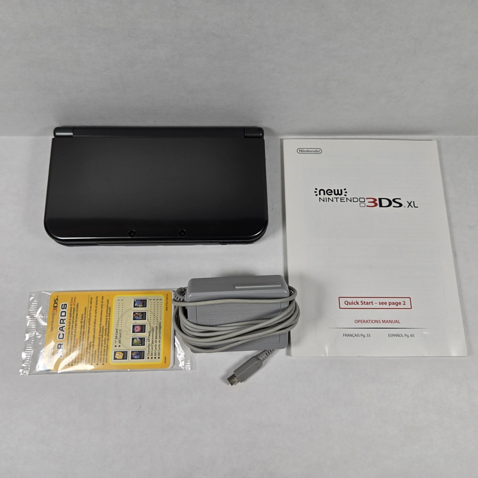 Nintendo New 3DS XL Console Black RED-001 NTSC-U/C Tested Working With Charger