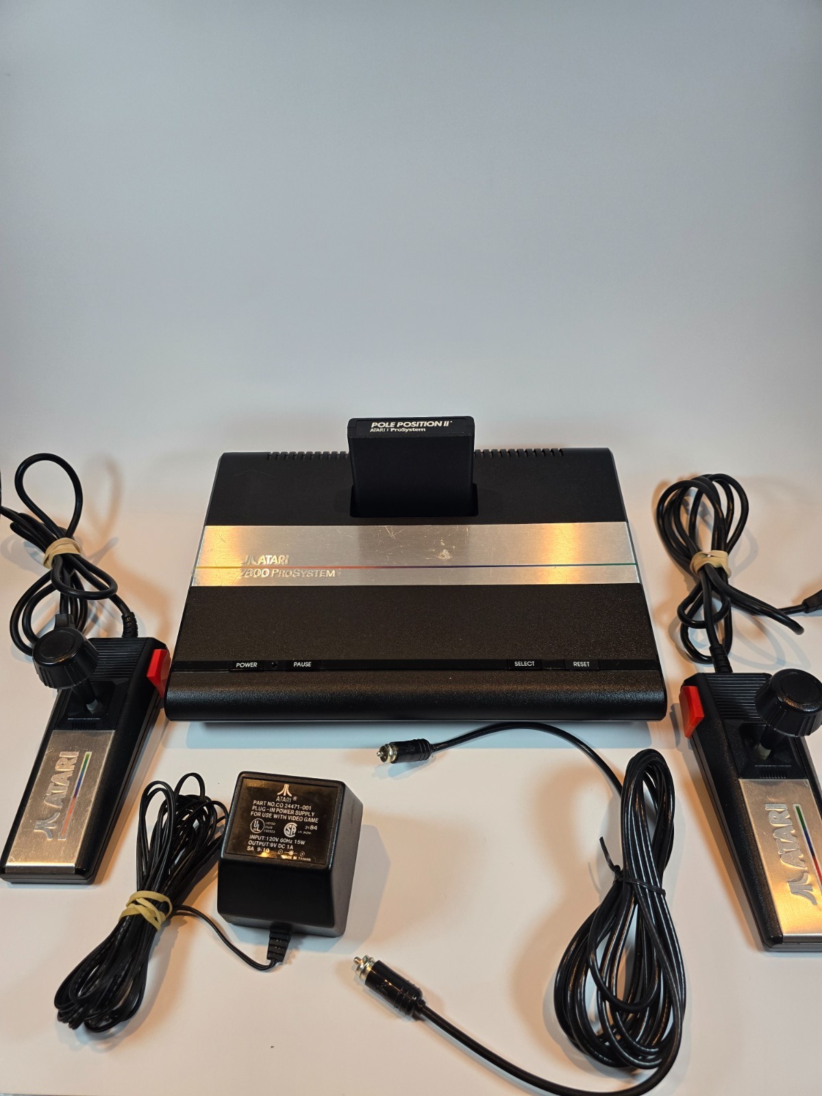 Atari 7800 Console w/Pole Position II, 2 Controls, PSU, RF Cable A1 76 5818896
