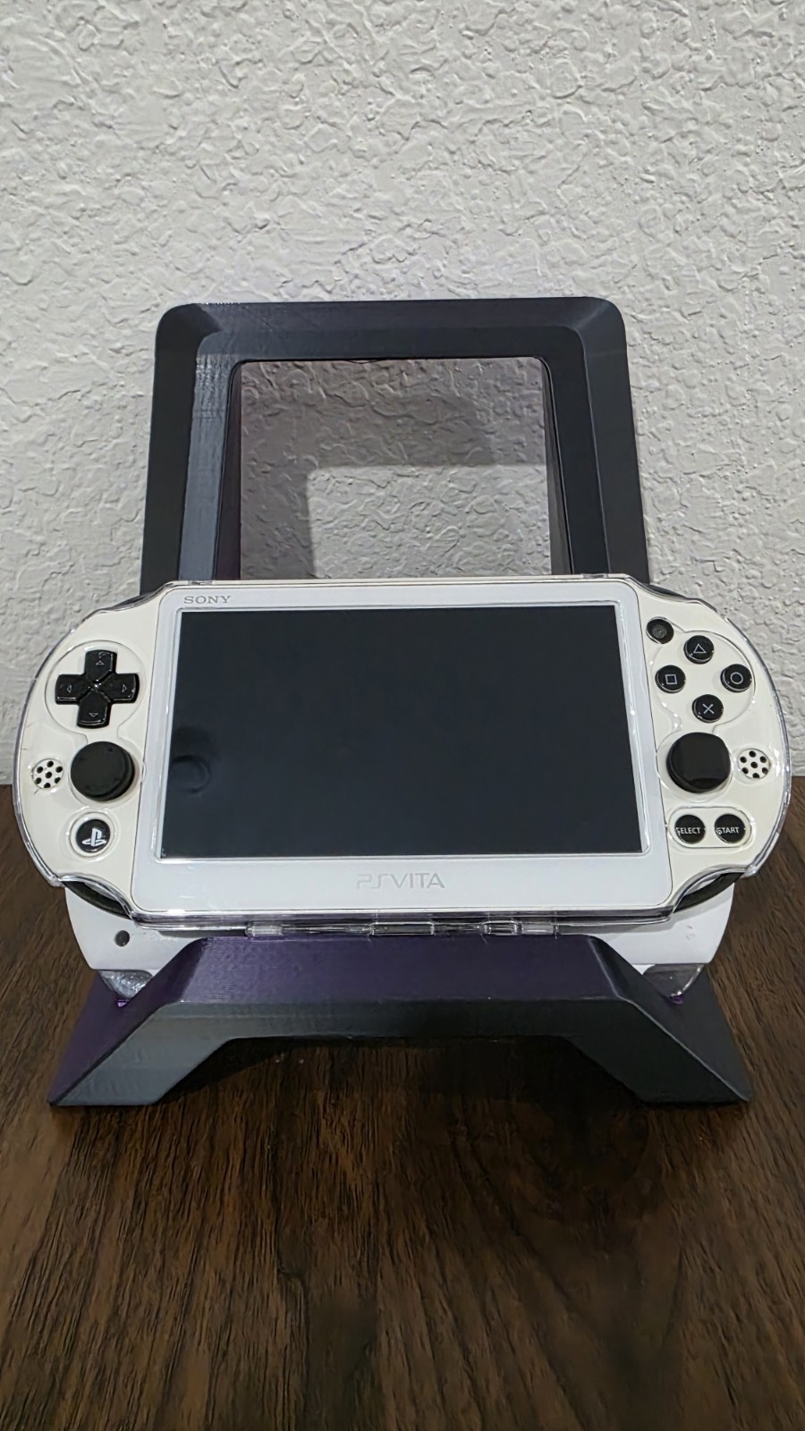 Sony PS Vita Slim PCH-2000 Custom White/Black Console w/ Clear Case Charger 1GB