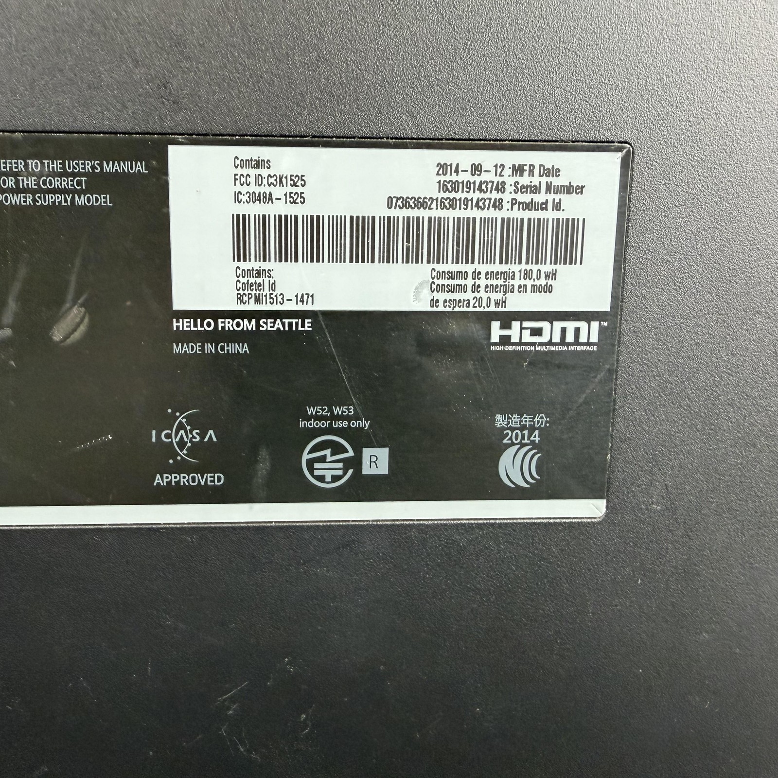 Microsoft Xbox One Console Model 1540 Black Power Supply HDMI Tested NTSC-U/C