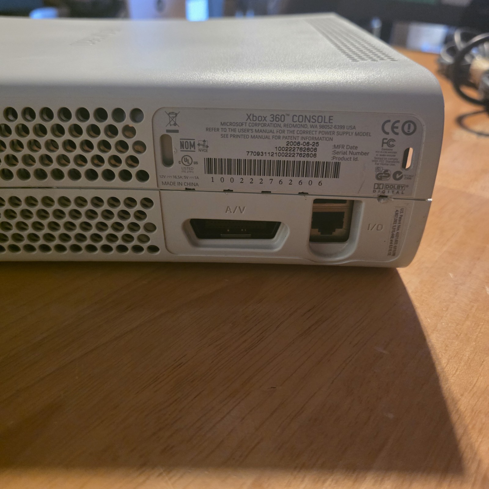 Xbox 360 Console, No Power Cord, White Untested For Parts Read Description