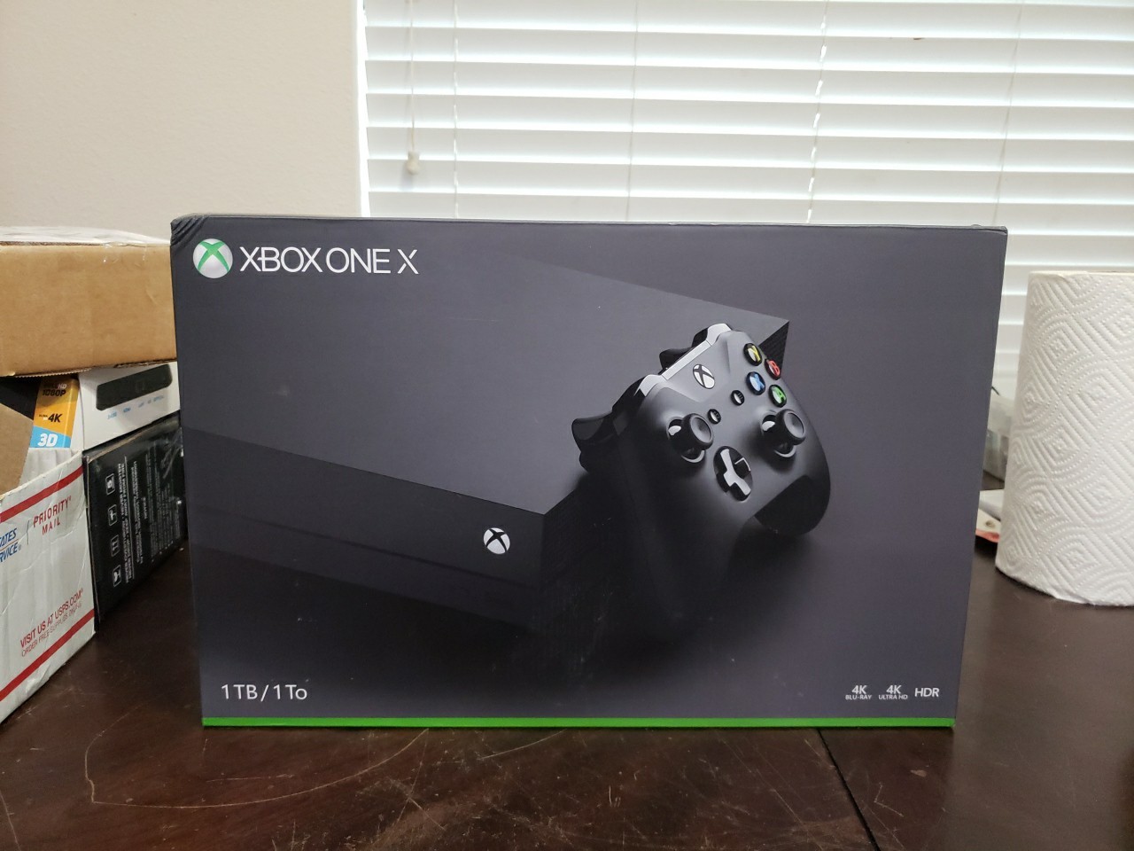 Microsoft Xbox One X Black BOX ONLY Dented Corner Original Receipts Best Buy