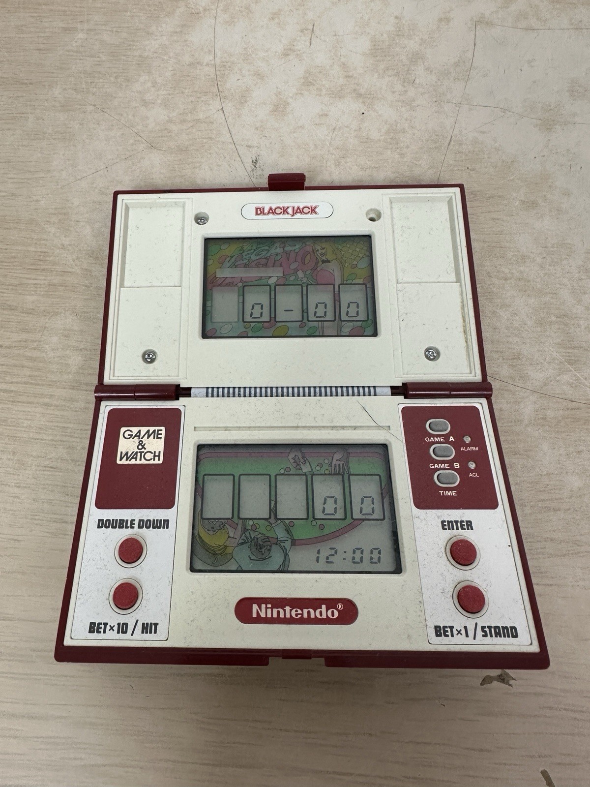 1985 NINTENDO GAME & WATCH BlackJack Multi Screen Handheld BJ-60 – WORKS! READ!