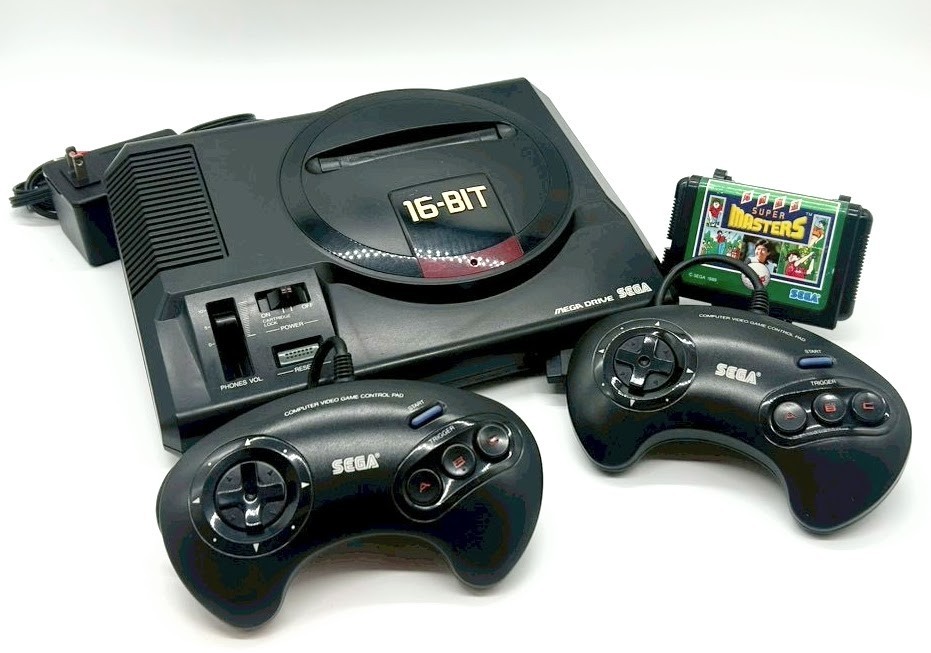 Sega Mega Drive Console HAA-2510 2xController Game Soft No back cover NTSC-J#451