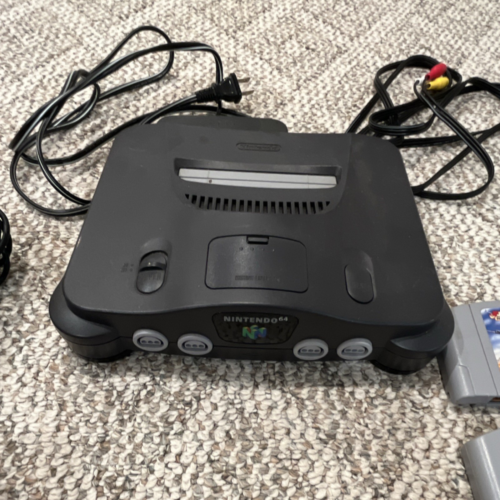 Nintendo 64 Console Black Gray Purple w/ 2 Controllers and Star Wars
