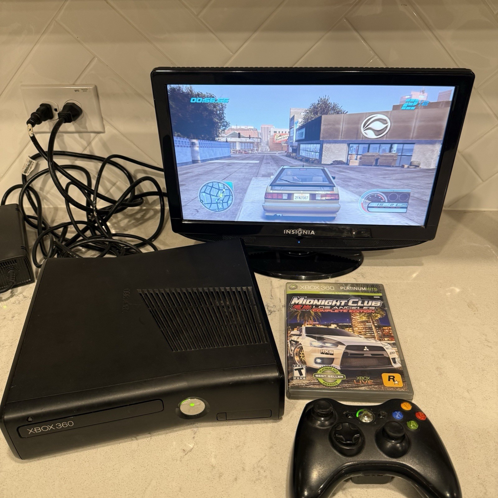 Microsoft Xbox 360 Black S 250GB Console Bundle w 5 🔥Games -Midnight Club, Halo