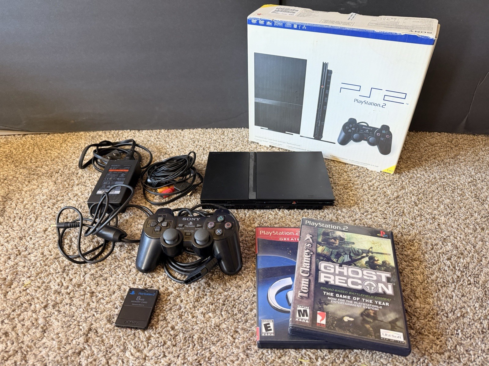 Sony PlayStation 2 Slim Launch Edition Charcoal Black Console (SCPH-77001CB) CIB