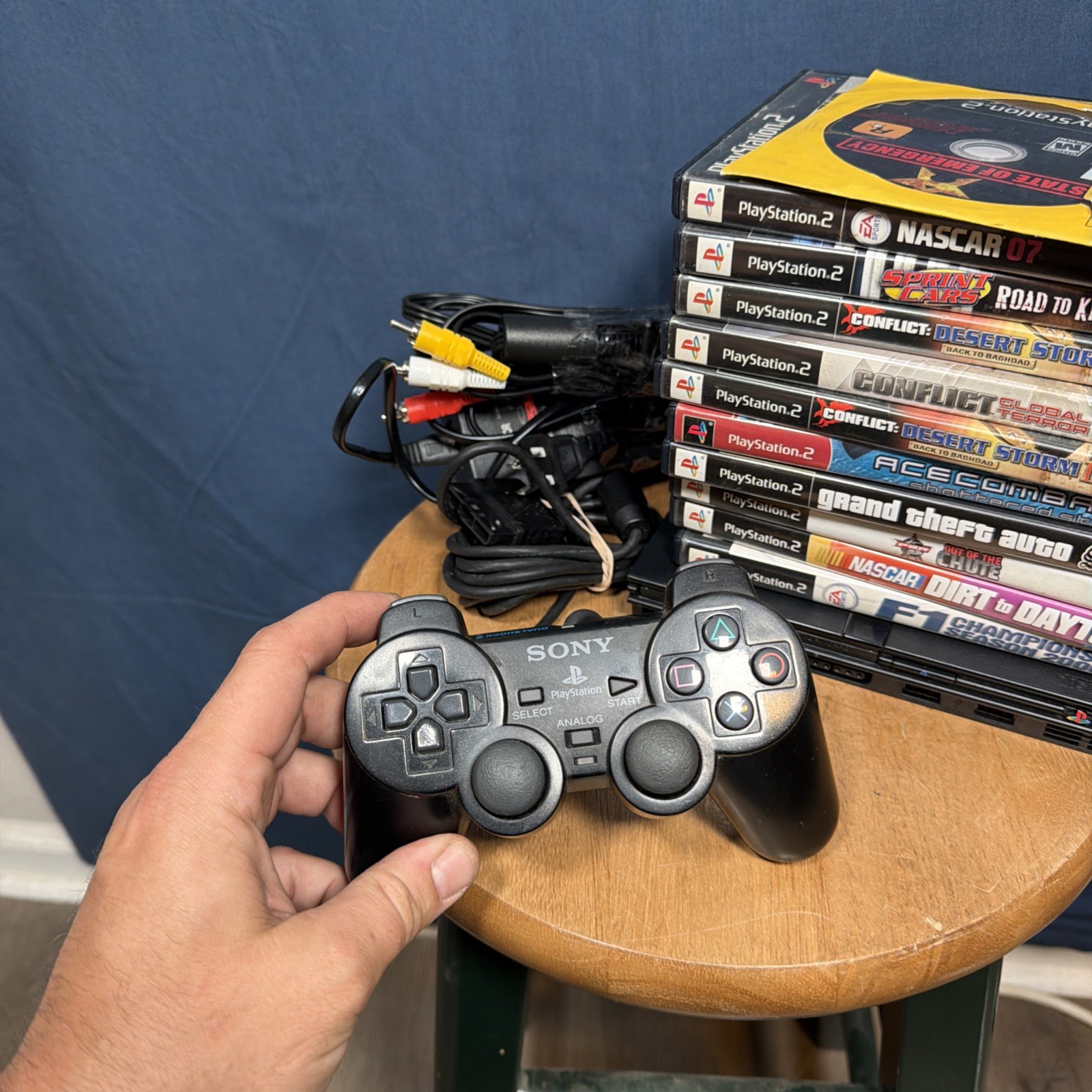 Sony PlayStation 2 Slim Black Console SCPH-77001 Controller & Games