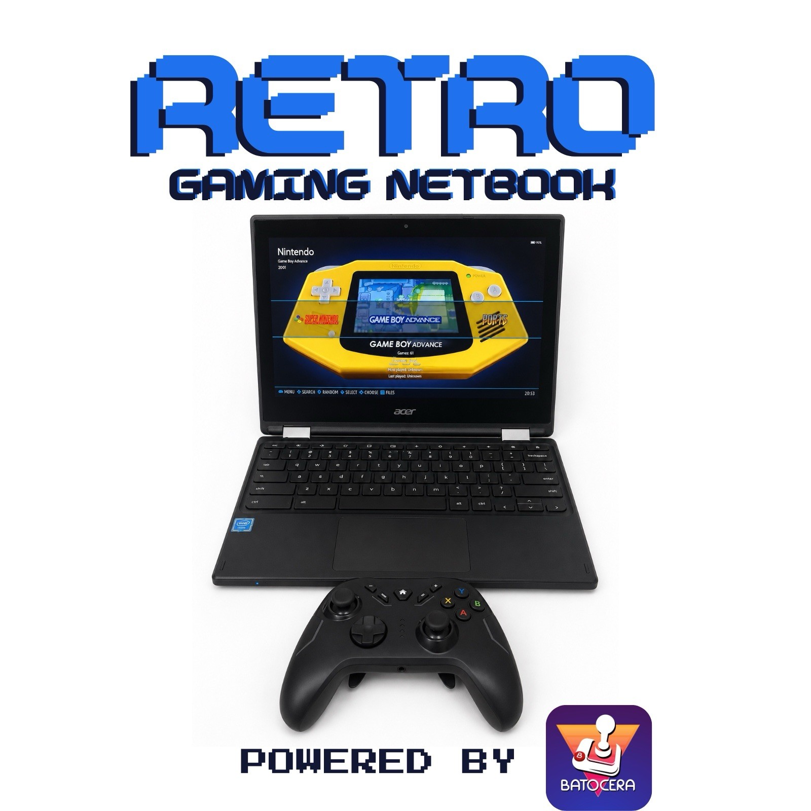 Retro Gaming Laptop Netbook Batocera 128GB Mini PC Emulation Console Controller