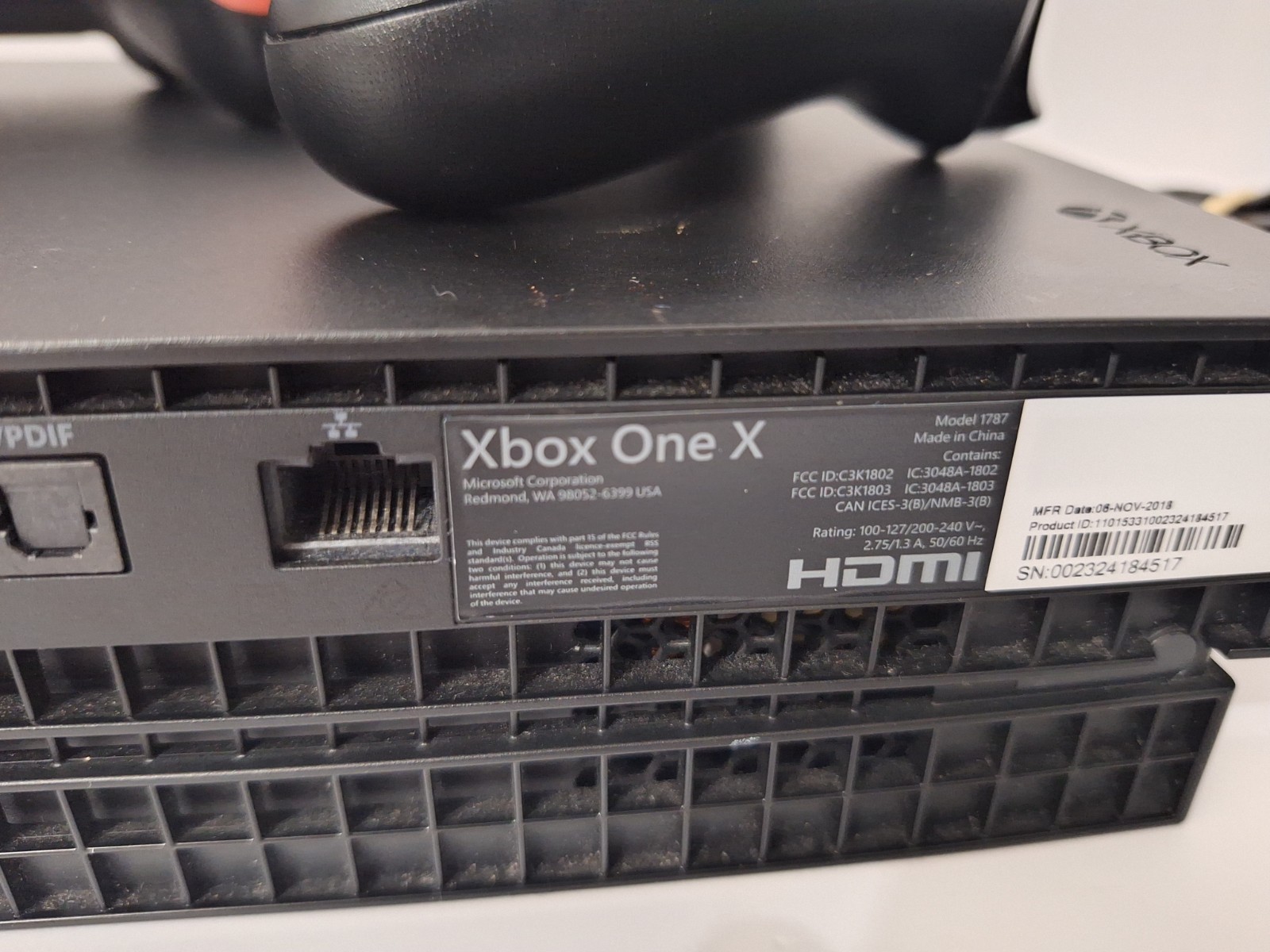 Microsoft Xbox One X Console 1TB 1787 BUNDLE 2 Controllers, Power Cords, 5 Games