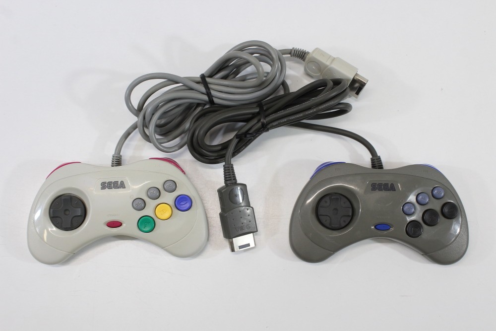 SEGA Saturn White Console Controller x2 AC AV HST-3220 SS JP Japan WORKING #6