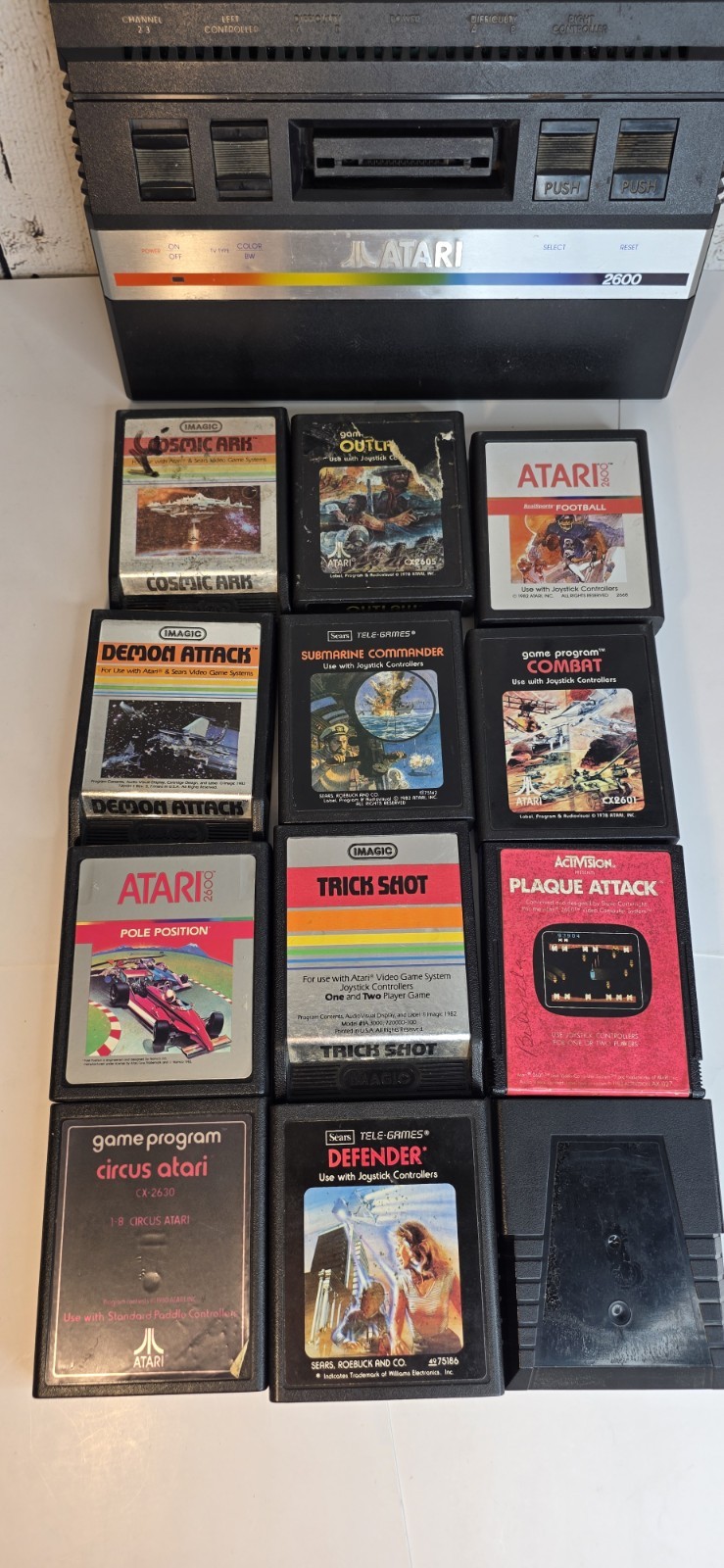 Atari 2600 Jr. Console Bundle w/ 36 Games & Joysticks TESTED Donkey Kong/Pitfall