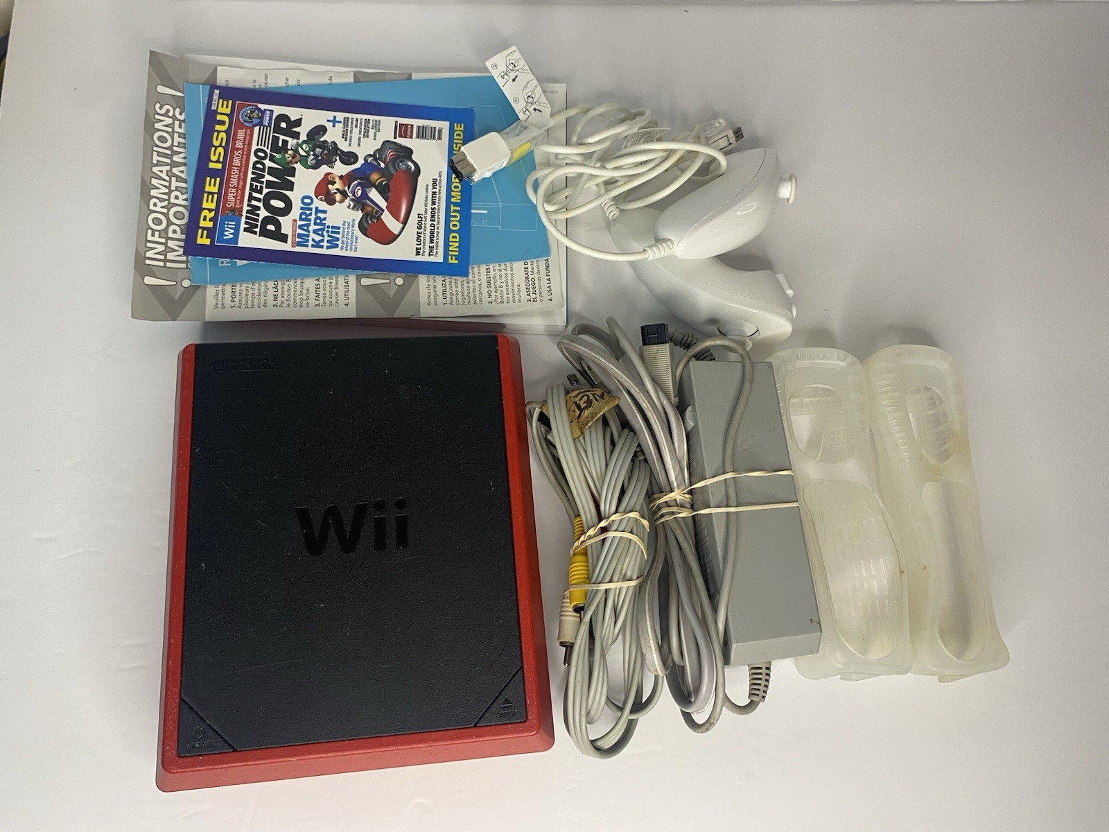Nintendo Wii mini Red/Black Console Composite RCA with Power Adapter, AV Cable