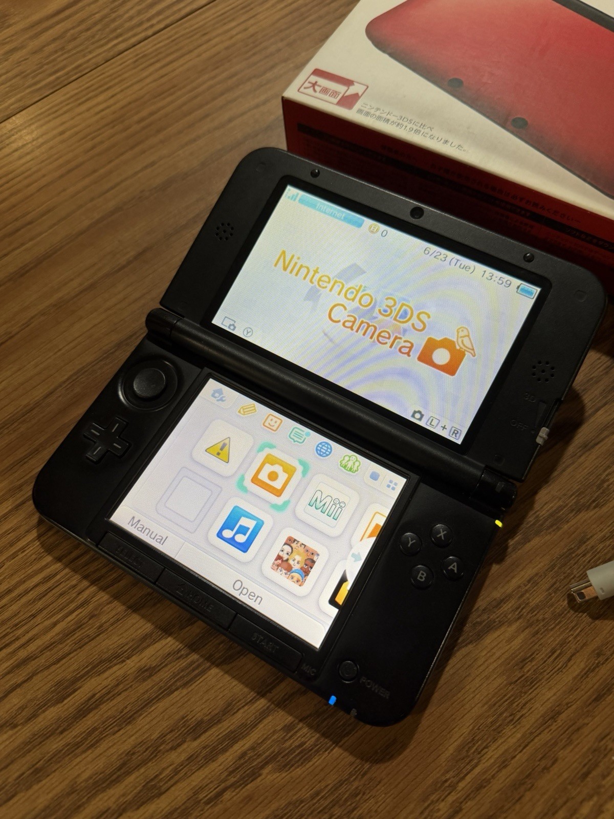 3DS LL Red Black Console in Box Nintendo English, Region Free, 32GB, Games *3D*