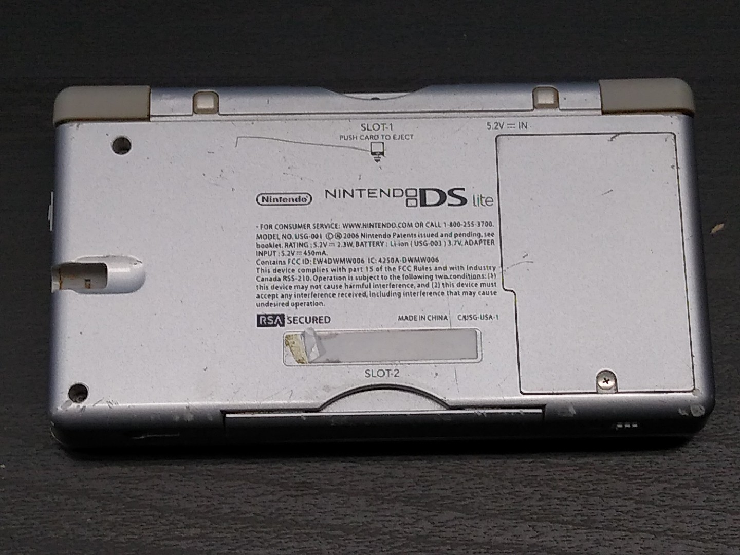 Nintendo DS Lite Silver FOR PARTS