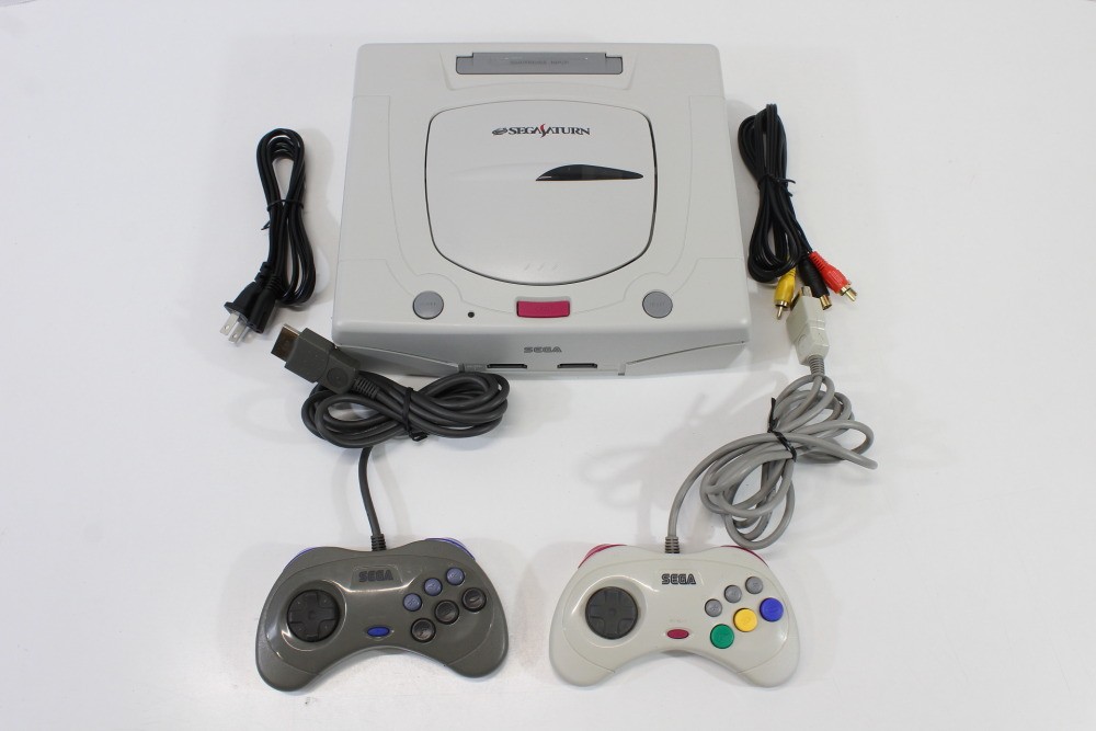 SEGA Saturn White Console Controller x2 AC AV HST-3220 SS Japan WORKING #1 A VG