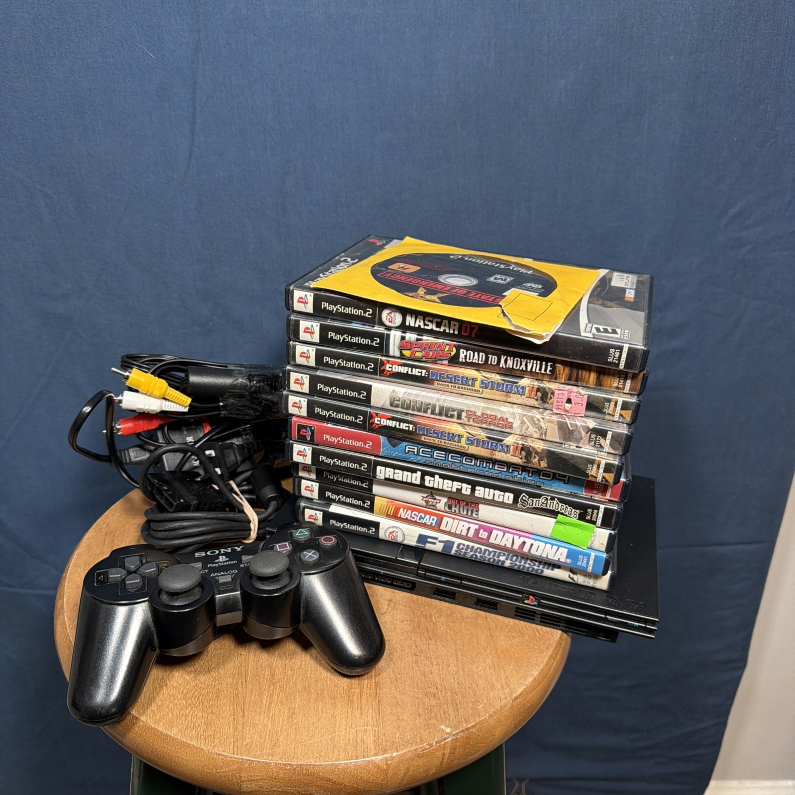 Sony PlayStation 2 Slim Black Console SCPH-77001 Controller & Games