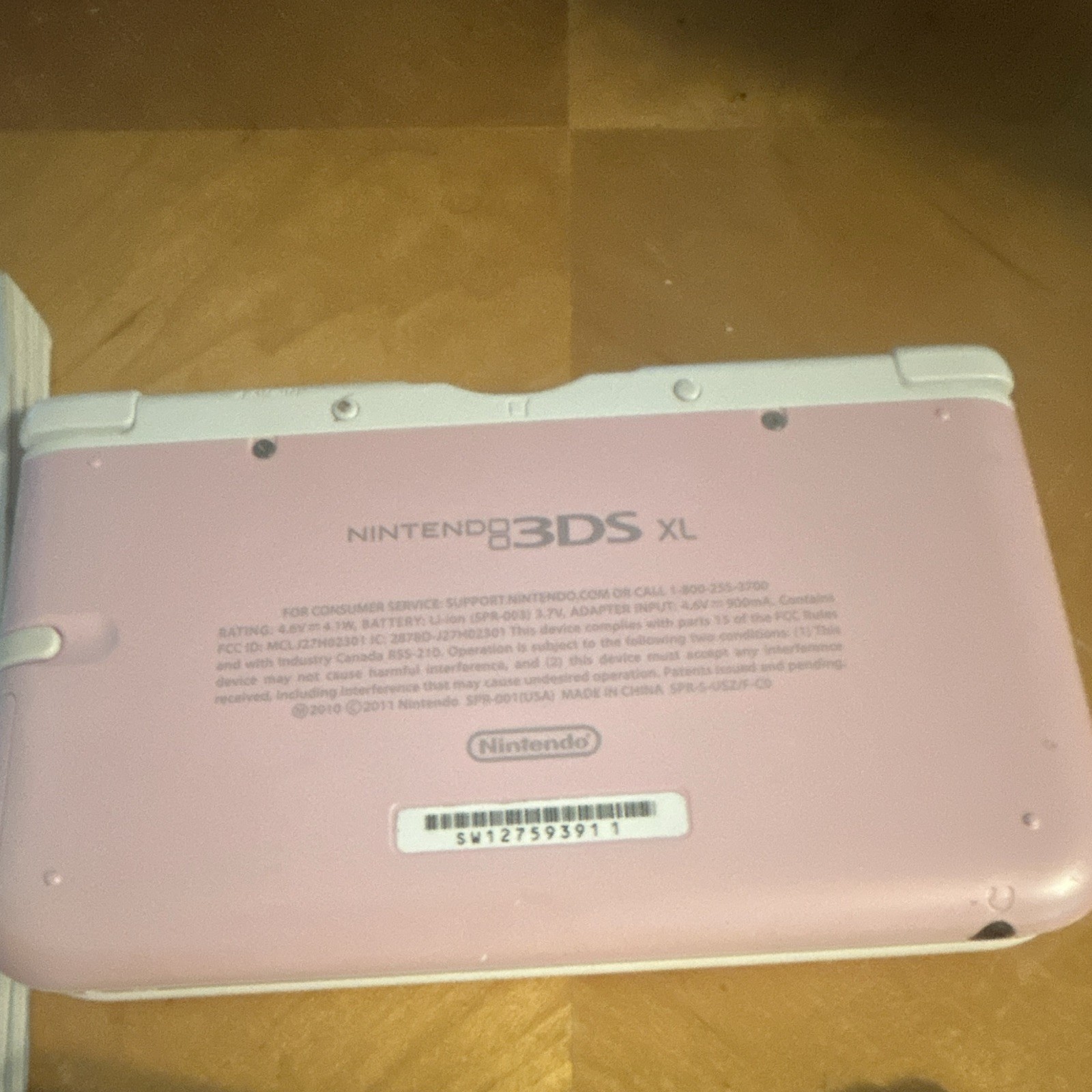 Nintendo 3DS XL White & Pink System w/Charger