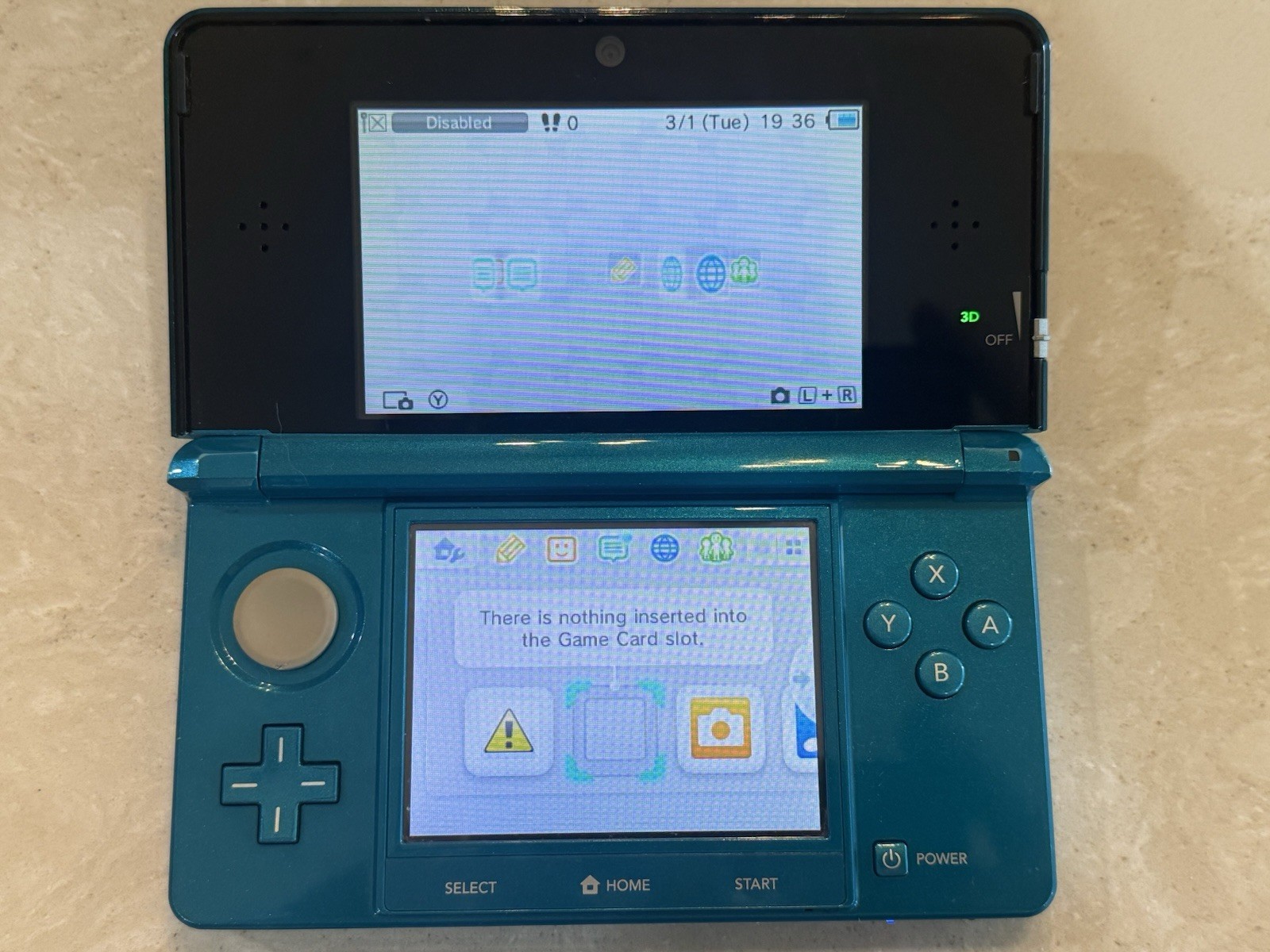 Nintendo 3DS Blue 3D Handheld With 3rd Party Charger CTR-001(USA) NTSC-U/C