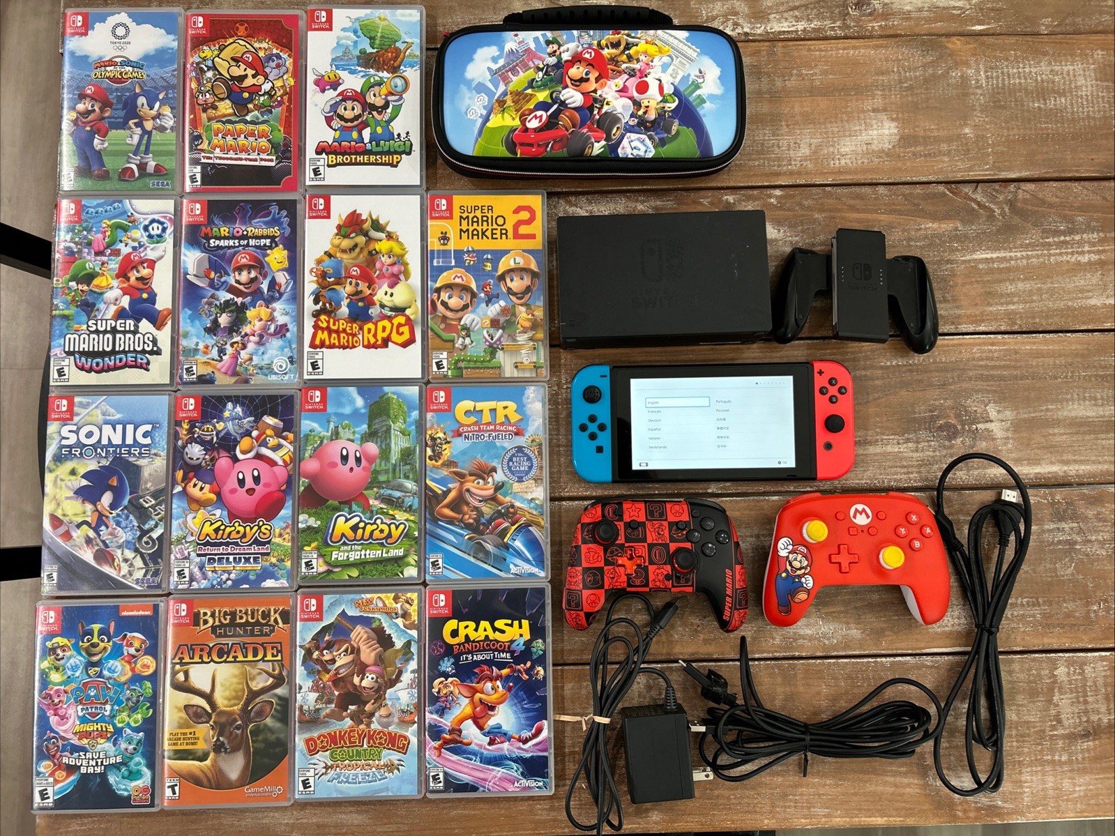 Nintendo Switch 32GB Handheld Console With 15 Games, 3 Controllers, Case