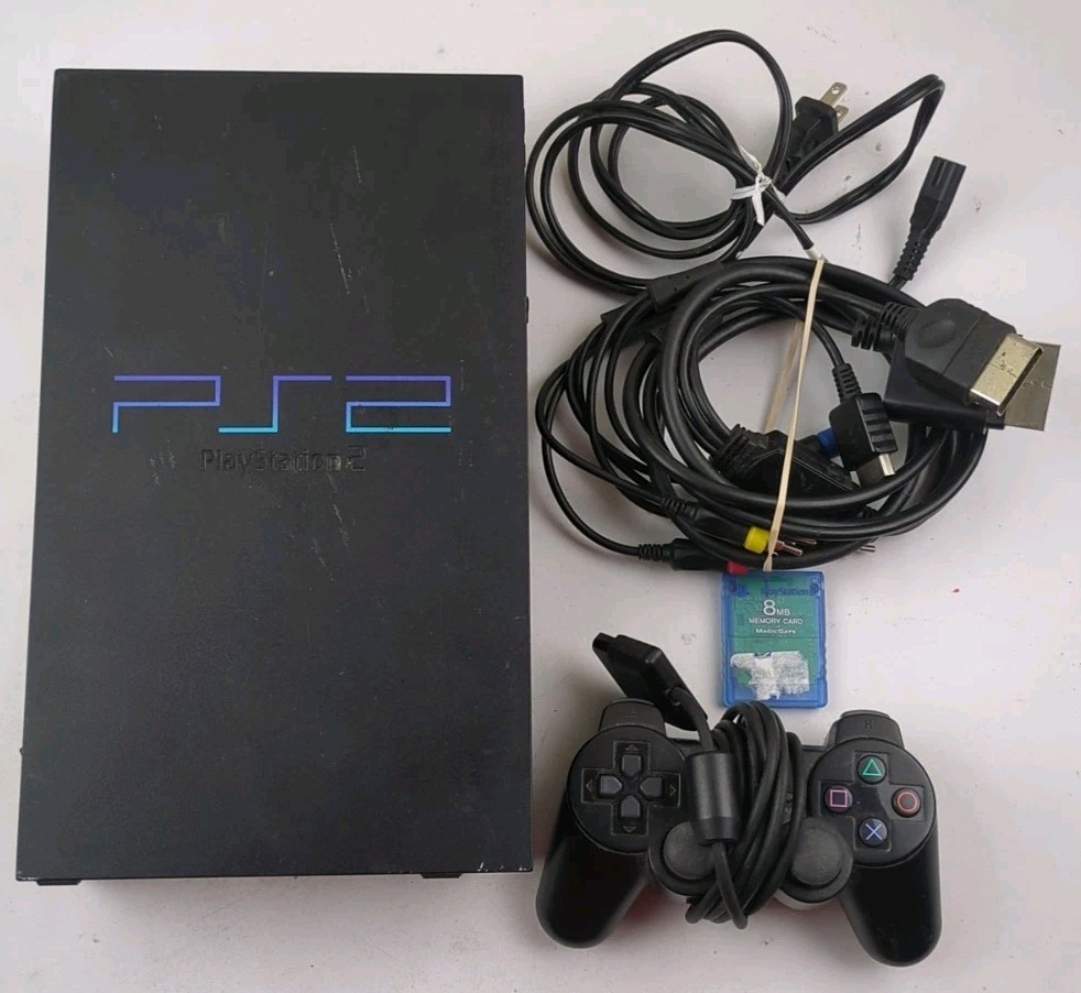 PlayStation 2 PS2 Fat Console W/Controller + Cords & Memory Card Tested READ!