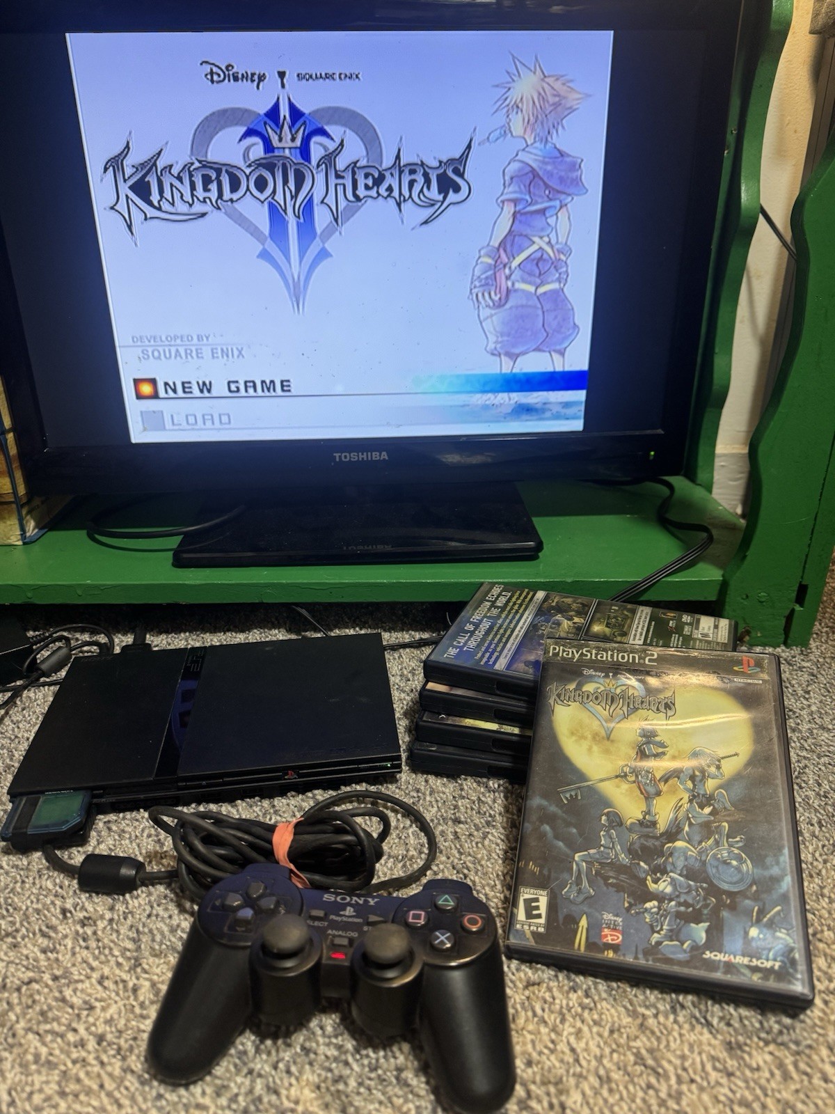 Sony PlayStation 2 Bundle 8mb Card 4 Mystery Games And Kingdom Hearts/Controller